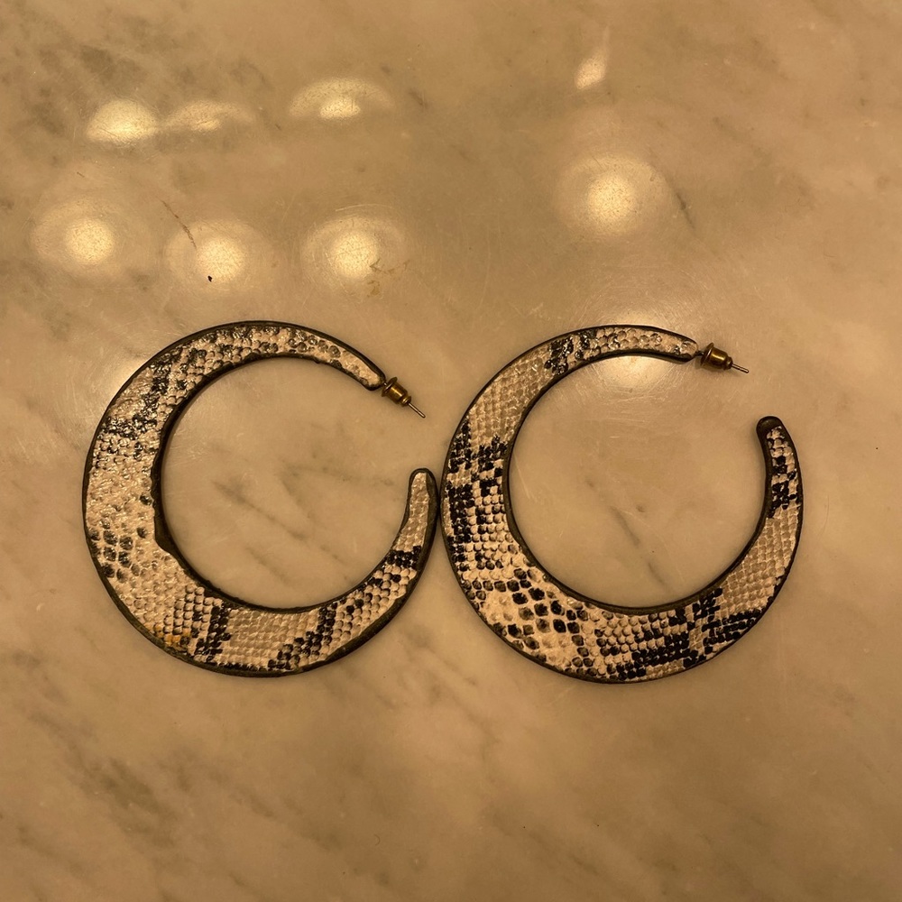 Free People Snakeskin Hoop Earrings